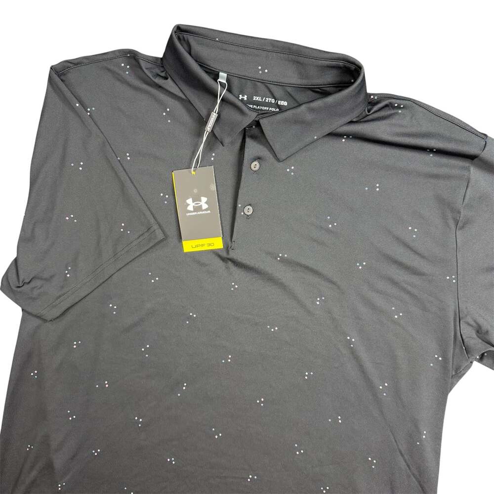 Under Armour Men's 2XL Playoff Golf Polo Black Multicolor Dots Graphi-tex NWT